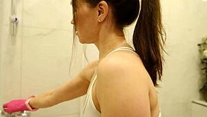 cleaning lady in your bathroom