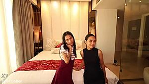 Filipina Step Sisters Have a Threesome, Bent Over in Doggystyle, Getting Cum Facials and Covered!