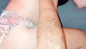 Morning creampie with thick cum from interracial lover