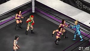 In the fire pro wrestling world 18, cammy and samus engage in intense ryona lesbian action.