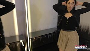 skinny inked brunette ashley wolf rubs her pussy and tits with a big dildo 😈