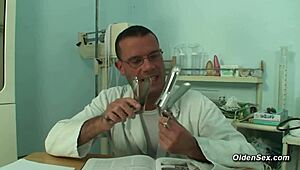 MILF VISITS DOCTOR and GETS FUCKED HARD in OFFICE STOCKINGS!