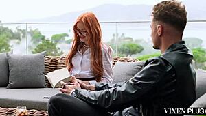 Vixenplus beautiful redhead loves to ride his massive cock and deepthroat