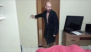 Blindfolded wife, I called my friend for wild sex!