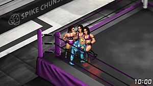 In the fire pro wrestling world 18, cammy and samus engage in intense ryona lesbian action.