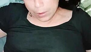 Morning creampie with thick cum from interracial lover