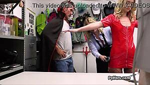 chubby security guard wants threesome with sexy thieves...