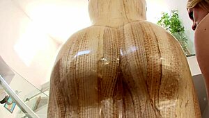 Hot slut Charley Monroe gets face coated in cum.