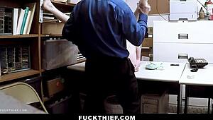 officer makes teen suck his big cock to leave the store