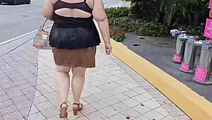 BBW leaves her panties at the front door, inviting a perverted stranger to follow her home for creampie