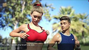 wife and stepmother jog in the park