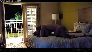 hot young 18+ slut gets fucked hard in motel with door open.