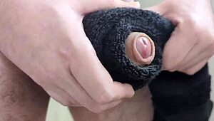 Towel feels so real for massive cumshot!