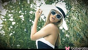 Solo blonde jillian janson masturbates intensely outdoor in 4k