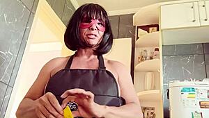 Mature Woman Cooking Homemade Meal While Young Man Fucks Her Pussy in Doggystyle Position