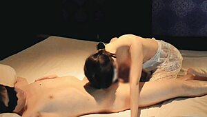 Wife in white lingerie milking me with blowjob and cowgirl. Homemade amateur from Kawasaki JK 😏