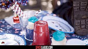 Pervy step-uncle seduces step-niece into group sex at bbq 🔥