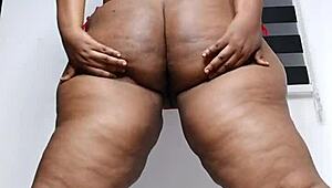 Thick thighs hotwife teases in red lingerie intensely