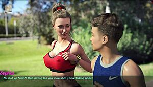 wife and stepmother jog in the park