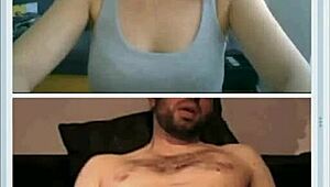 Cute girl helps stranger jerk off on webcam.