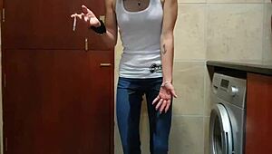 pisswhore peeing in her jeans smoking stripping