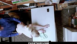 officer makes teen suck his big cock to leave the store