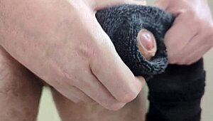 Towel feels so real for massive cumshot!