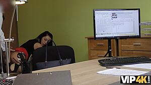 This vip4k casting has the unemployed brunette stripping for cash. No other option!