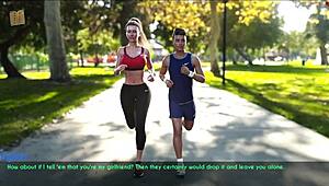 wife and stepmother jog in the park