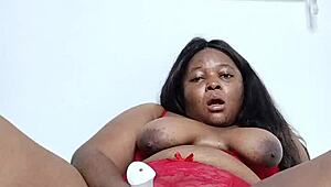 Thick thighs hotwife teases in red lingerie intensely