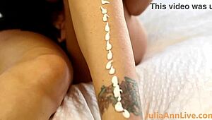 Julia anns huge boobs bounce during a solo female finger fucking