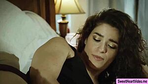 Lesbian Couples Face Sitting On The Bed, One Licking The Other's Wet Pussy While Grinding Her Ass.