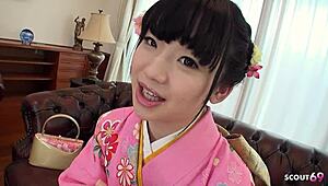 Japanese Traditional Geisha Teen Seduce To First Time Play Her Hairy Pussy At Uncensored Casting