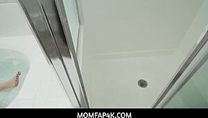 Hey, big tits brunette stepmom lexi luna tit fucks stepson in bathtub!