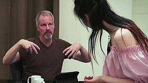 I seduce and fuck stepdad in kitchen.