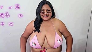 Kitty Swallows Cum in Bikini with Big Tits