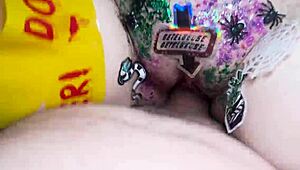 beetlejuice themed masturbation with dildos leads to hot sex and dirty slaps