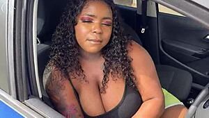 Big ass ebony fucked through hole in tight shorts on way to car wash!