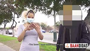 unfaithful girlfriend caught outdoors and fucked hard by two guys