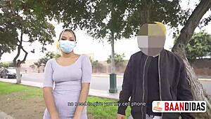 unfaithful girlfriend caught outdoors and fucked hard by two guys