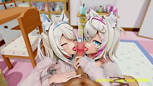 i cant get enuf of novr mmd fuwamoco blowjob in 3d hololive hentai, its so hawt