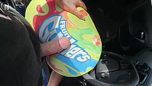 Big ass ebony fucked through hole in tight shorts on way to car wash!