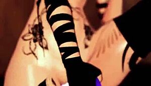 this trans girl rides a dildo in vr and cums hard