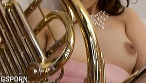 Sexy Japanese musician girl craves hot cock for wet pussy