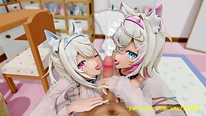 i cant get enuf of novr mmd fuwamoco blowjob in 3d hololive hentai, its so hawt