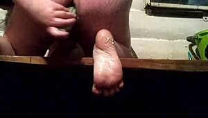 russian guy fucks his tattooed ass with dildo and cucumber 😈