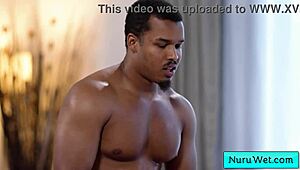 Sexy Natural Busty Masseuse Fucks Two Guys In Nuru Massage