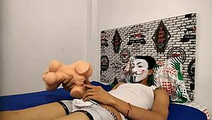 Young Amateur Bodybuilder Orgasms with Kinky Sex Doll