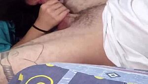 She intensely performs deepthroat on big cock and rides until completely filled with cum in passionate session