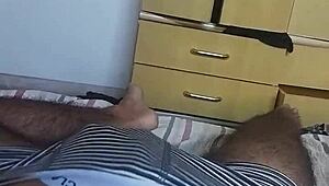In this guided masturbation session, the young brazilian girl moans while stroking her huge cock and talking dirty in the bedroom